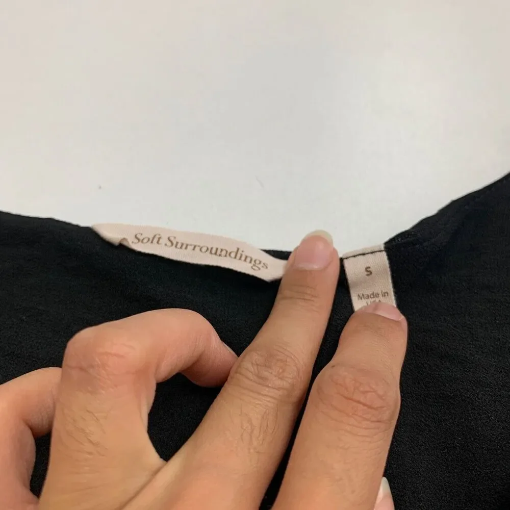 Soft Surroundings Blouse Women S Small Black Celine Angled Shark Tooth Tunic Hem - Picture 8 of 12